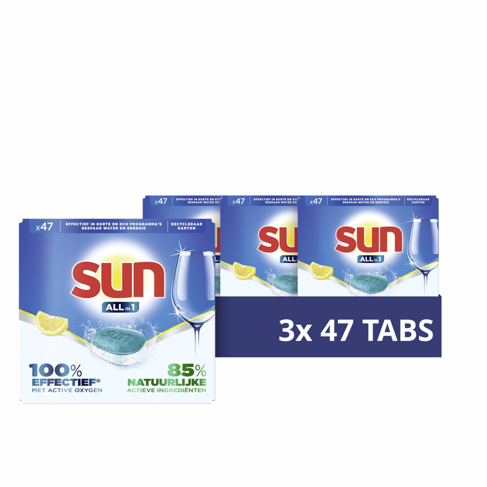 3x Sun Vaatwastabletten All-in-1 Citroen 47 stuks