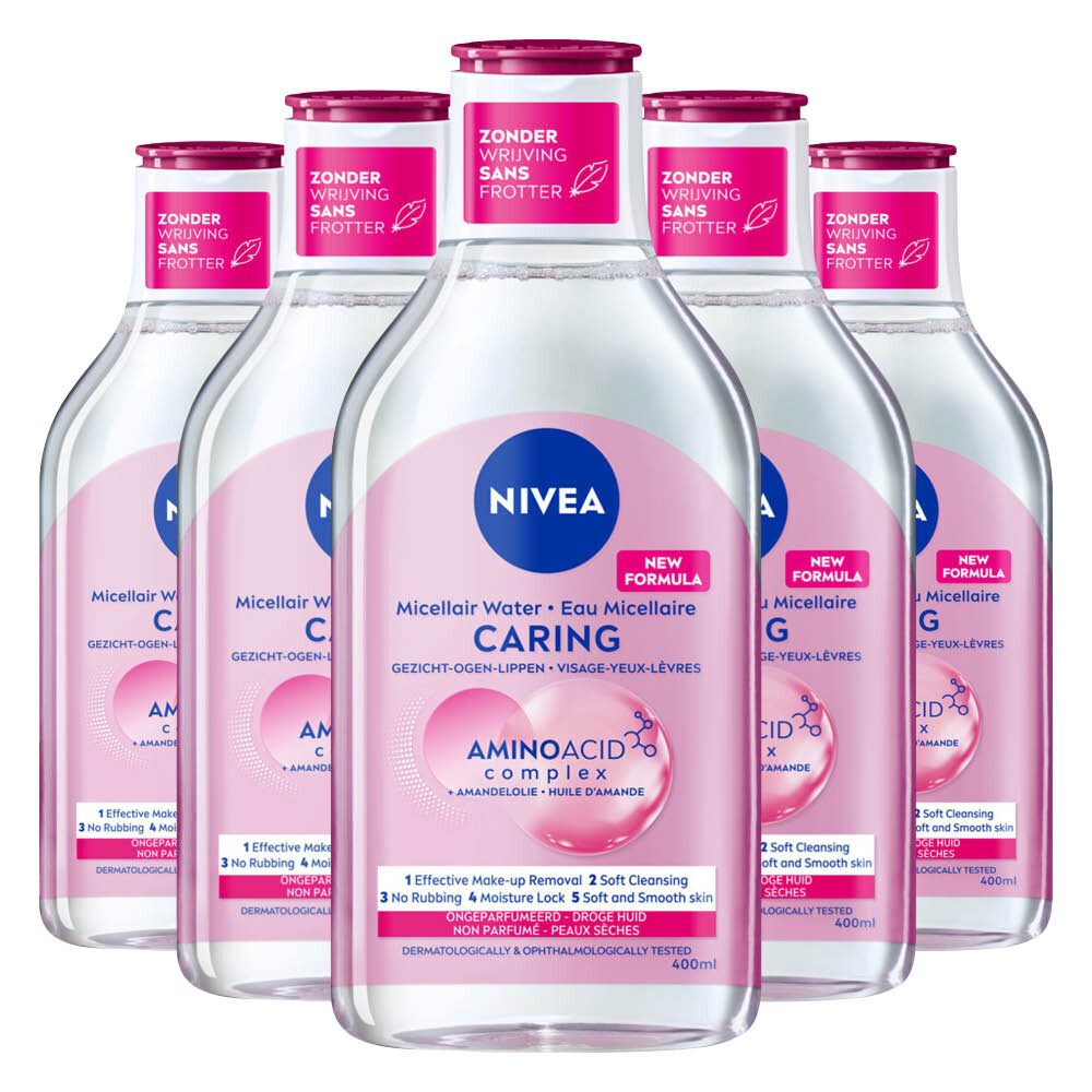5x NIVEA 0% Residu Micellair Water Droge Huid 400 ml