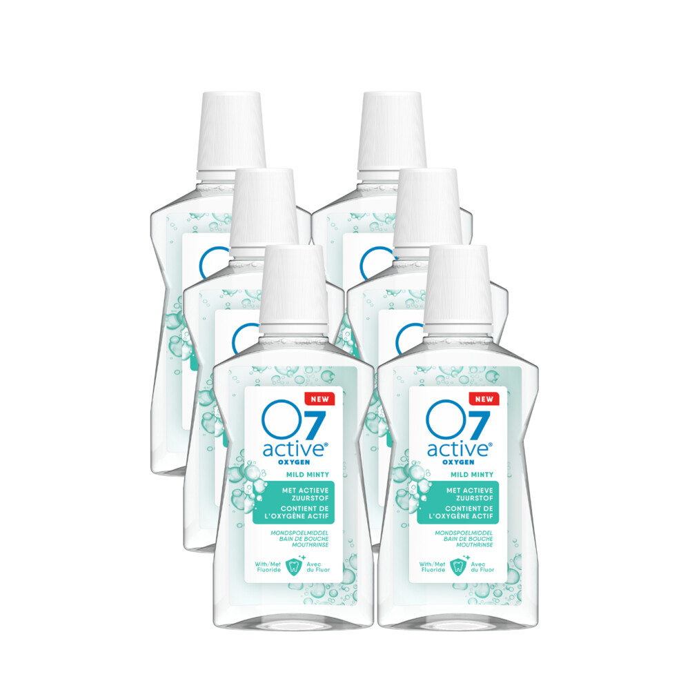 6x O7 Active Mondspoelmiddel Mild Mint 500 ml