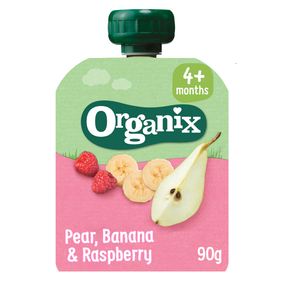 Organix Knijpfruit 4+m Peer, Banaan&Framboos 90 gr