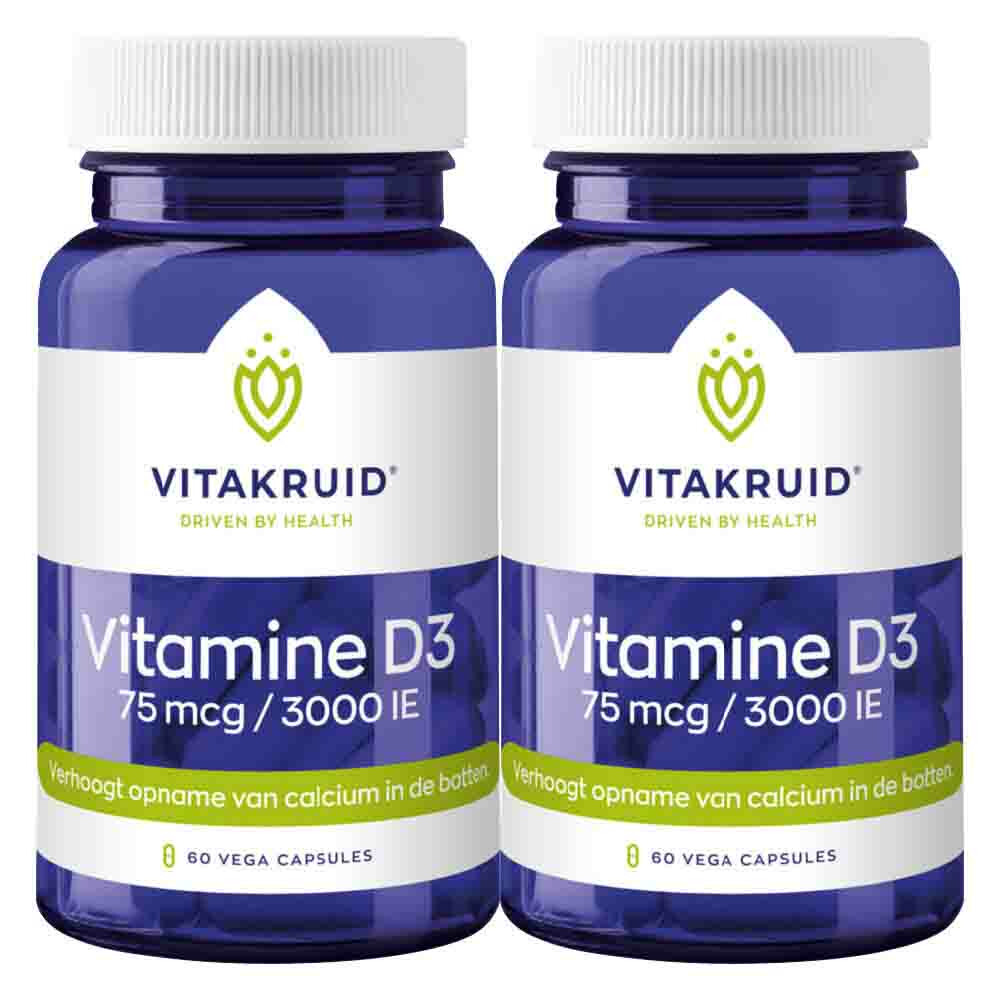 2x Vitakruid Vitamine D3 75 Mcg 3000Ie 60 vegacapsules