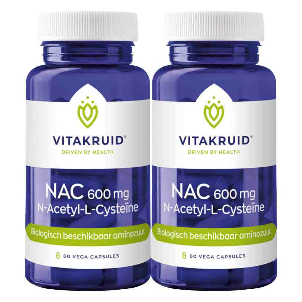 Gratis Verzending: 2x Vitakruid Nac 600 mg N-Acetyl-L-Cysteïne 60 vegacapsules