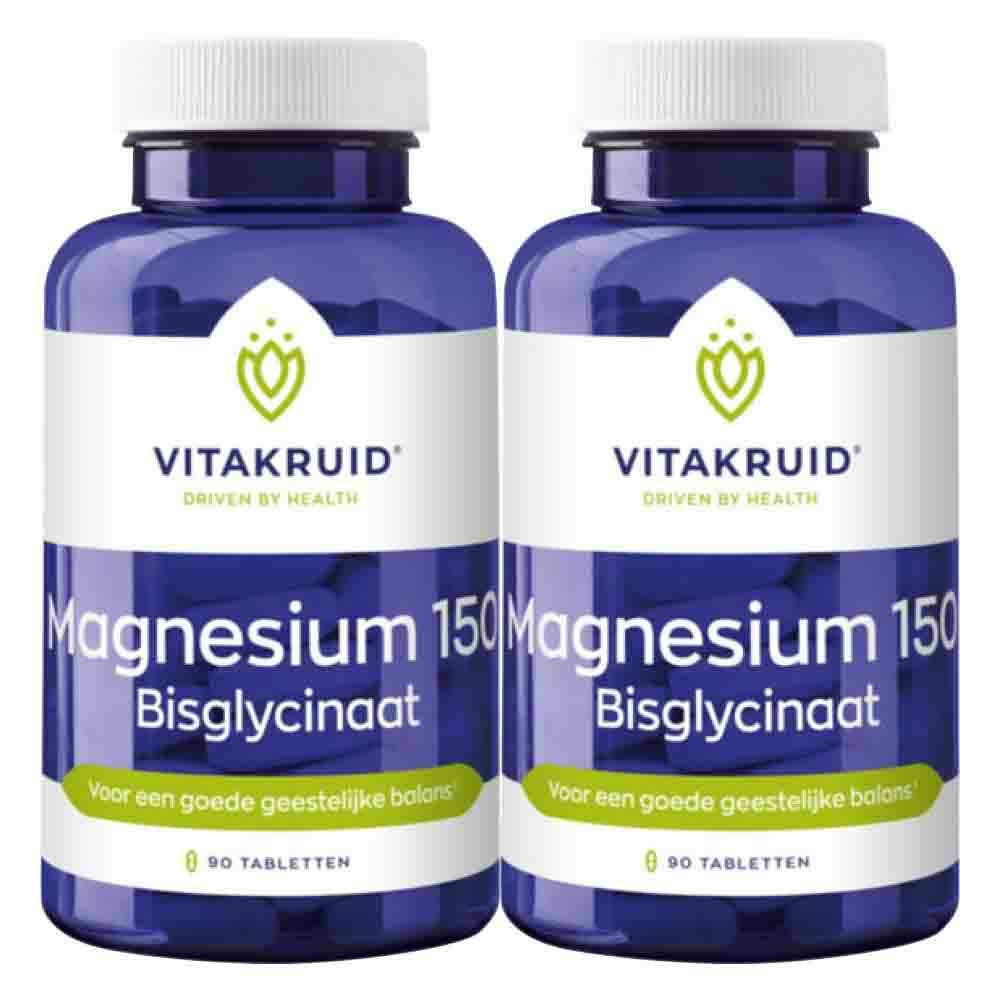 2x Vitakruid Magnesium 150 Bisglycinaat 90 tabletten