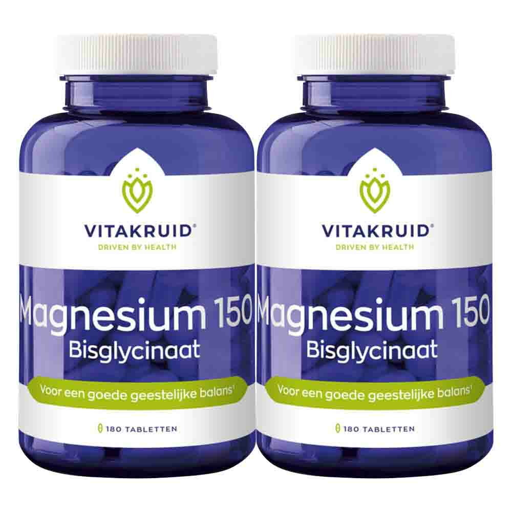 2x Vitakruid Magnesium 150 Bisglycinaat 180 tabletten