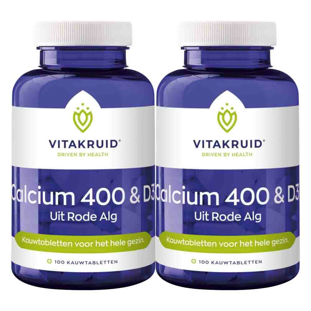 Gratis Verzending: 2x Vitakruid Calcium 400&D3 uit Rode Alg 100 kauwtabletten