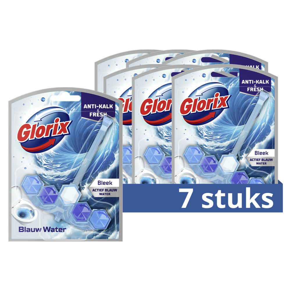 7x Glorix Toiletblok Blauw Water Bleek