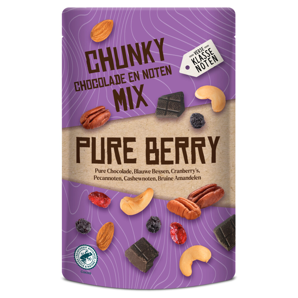 Verse Klassenoten Chunky Chocolade en Noten Mix Pure Berry 150 gr