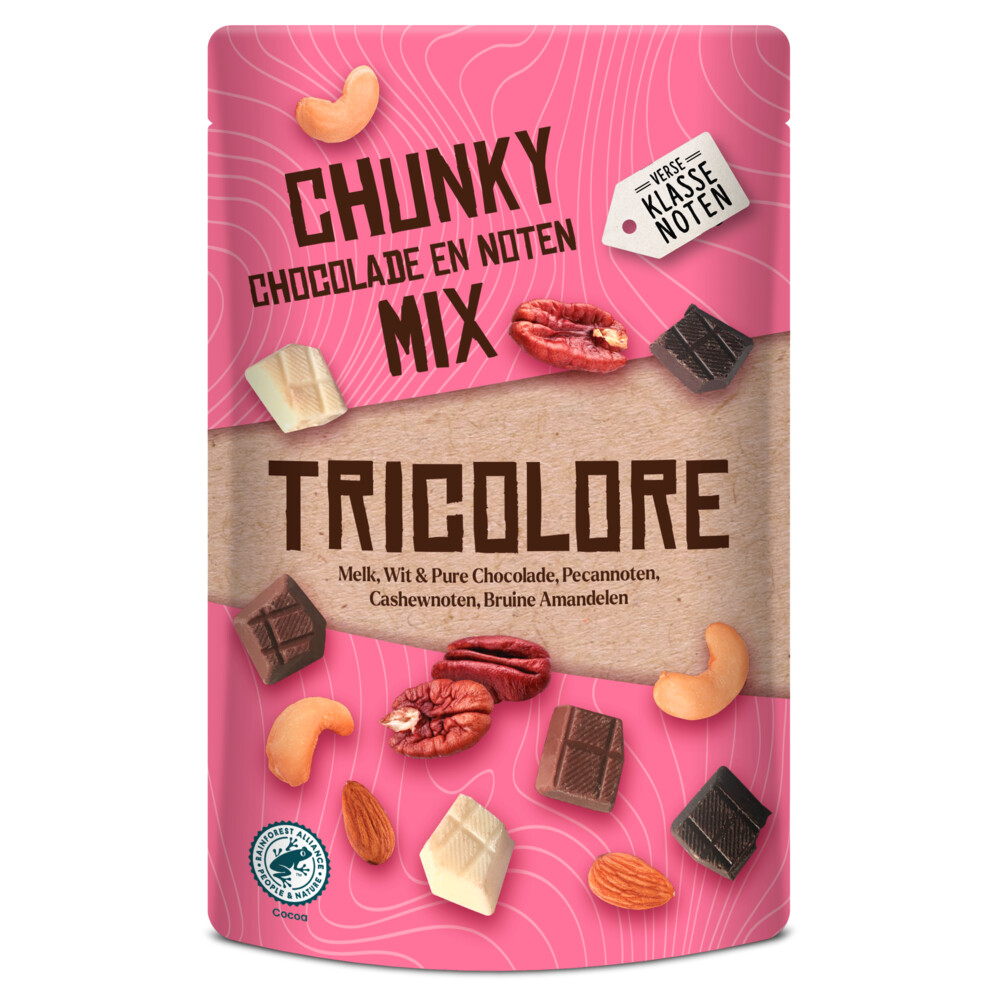 Verse Klassenoten Chunky Chocolade en Noten Mix Tricolore 150 gr