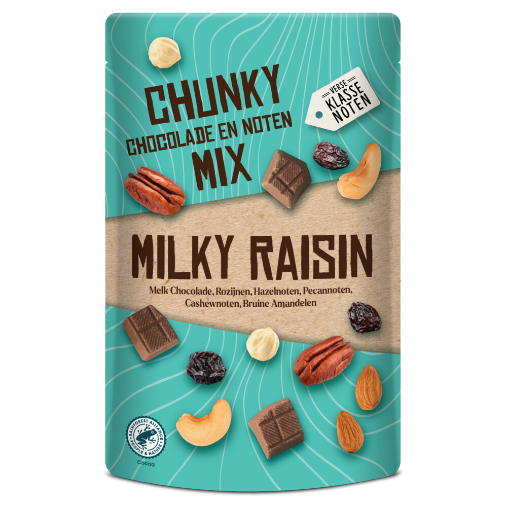 Verse Klassenoten Chunky Chocolade en Noten Mix Milky Raisin 150 gr