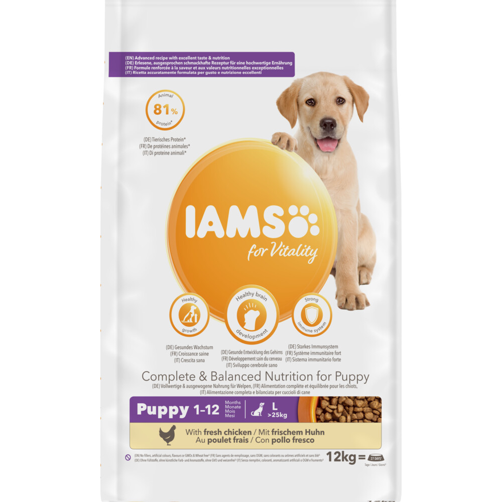 Iams Large Puppy&Junior Kip Hondenvoer 12 kg