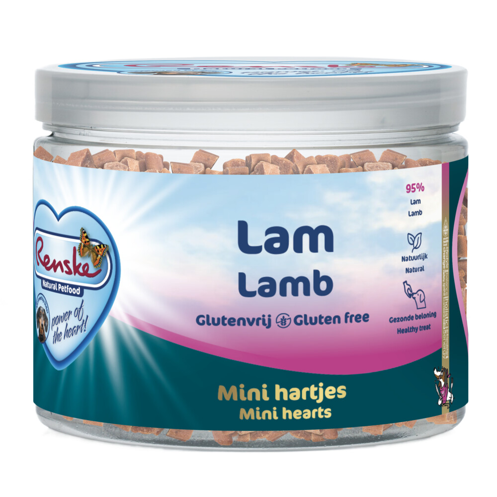 12x Renske Gezonde Beloning Hartjes Mini Lam 100 gr