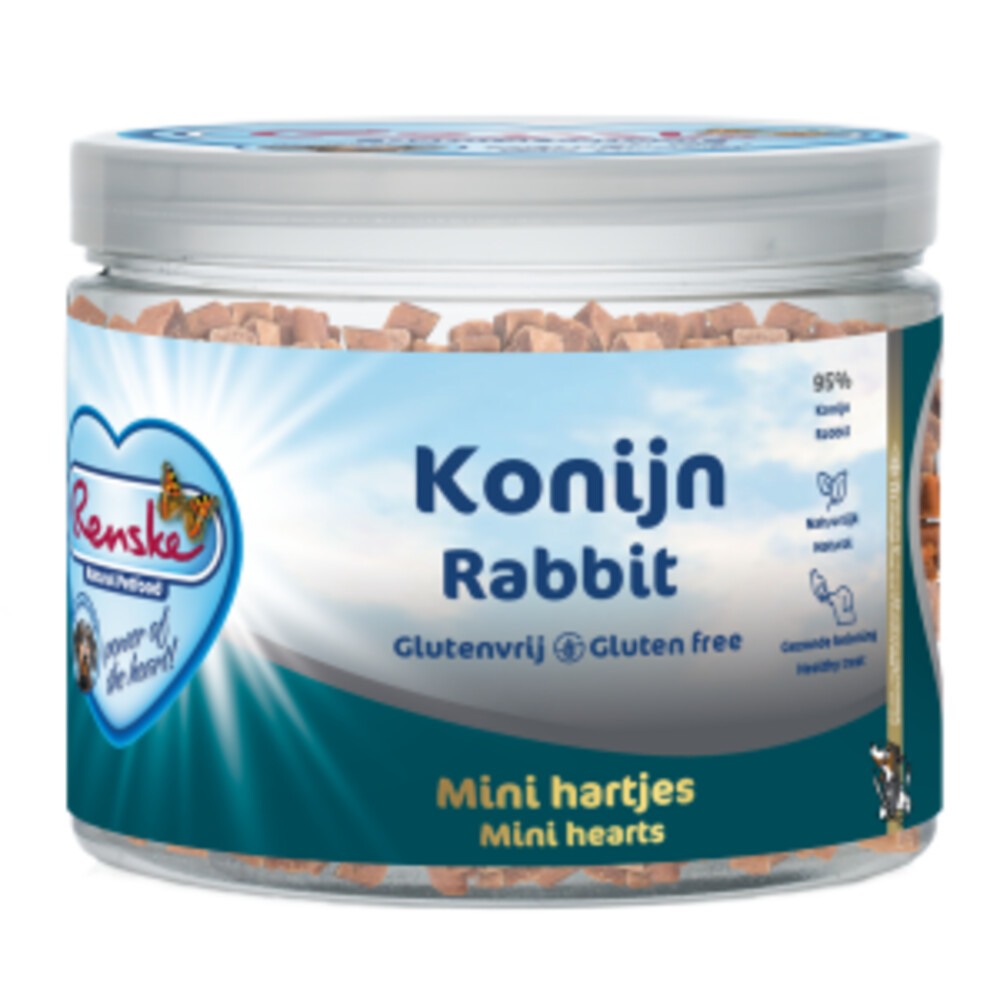 12x Renske Gezonde Beloning Hartjes Mini Konijn 100 gr