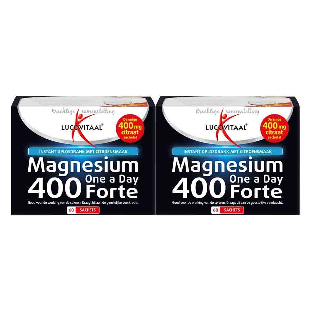 Gratis Verzending: 2x Lucovitaal Magnesium 400 Forte One a Day 60 sachets