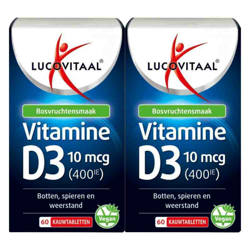 2x Lucovitaal D3 10 mcg (400Ie) Vitamine Vegan Kauwtabletten 60 kauwtabletten