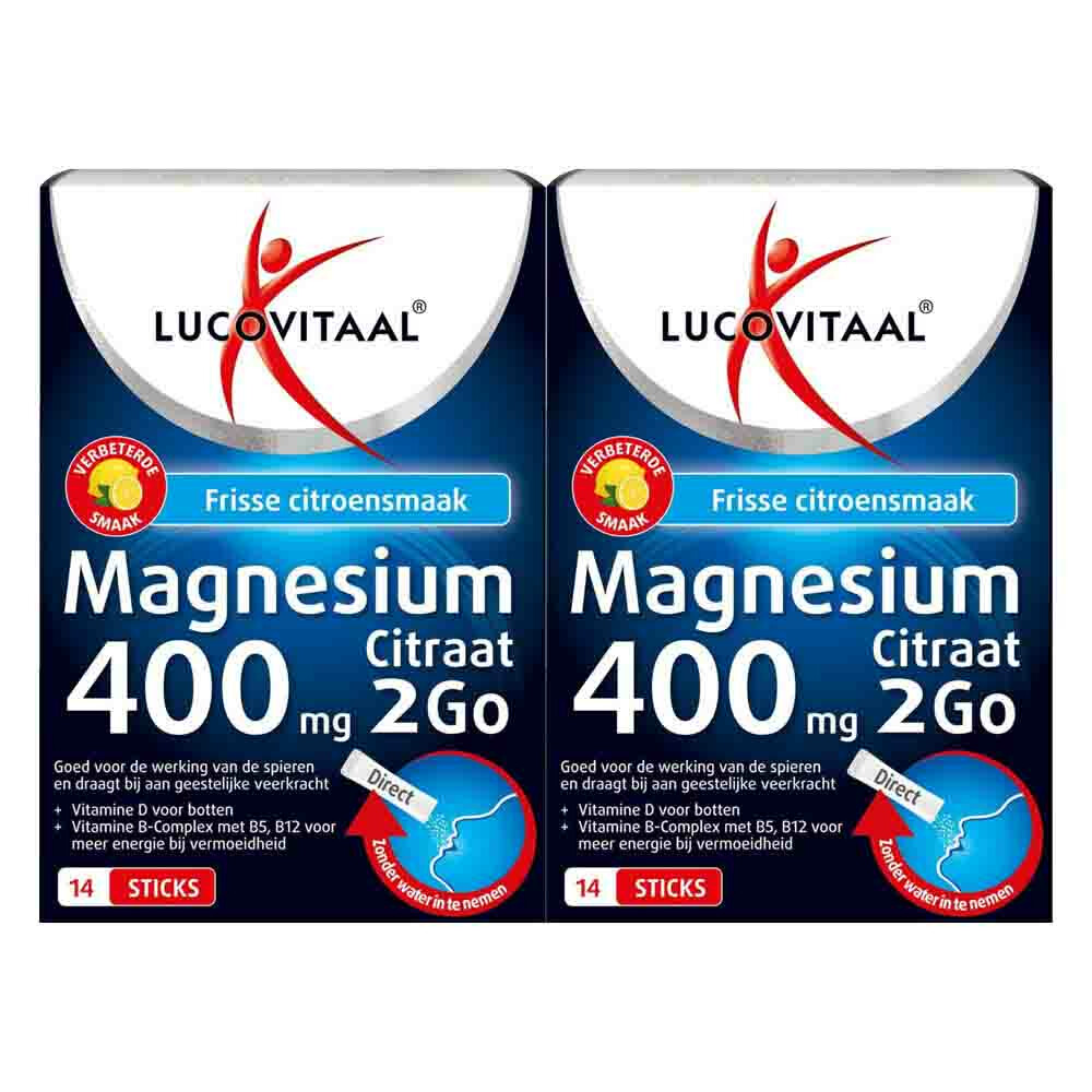 Gratis Verzending: 2x Lucovitaal Magnesium 400mg 2Go 14 sachets