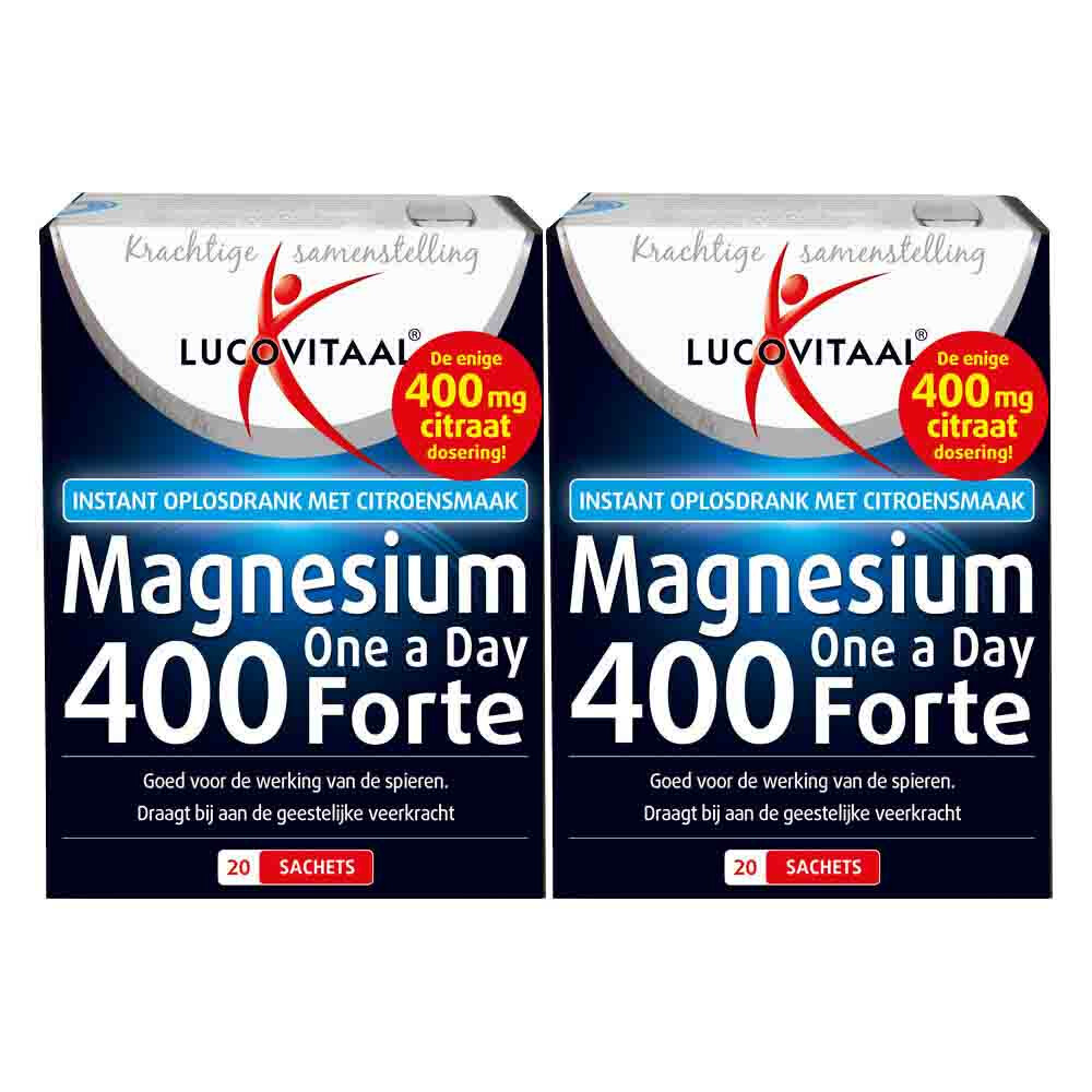 Gratis Verzending: 2x Lucovitaal Magnesium 400 Forte One a Day 20 sachets