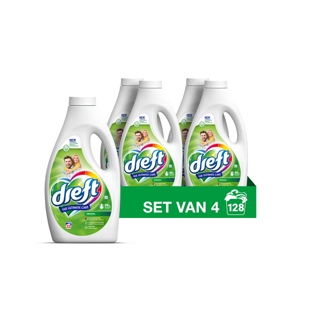 4x Dreft Vloeibaar Wasmiddel Origineel 32 Wasbeurten 1,4 liter