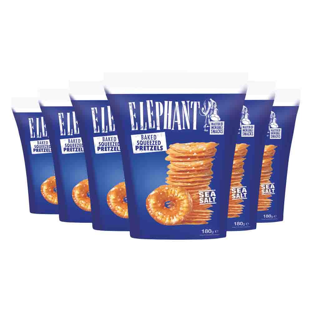 6x Elephant Pretzels Zeezout 180 gr