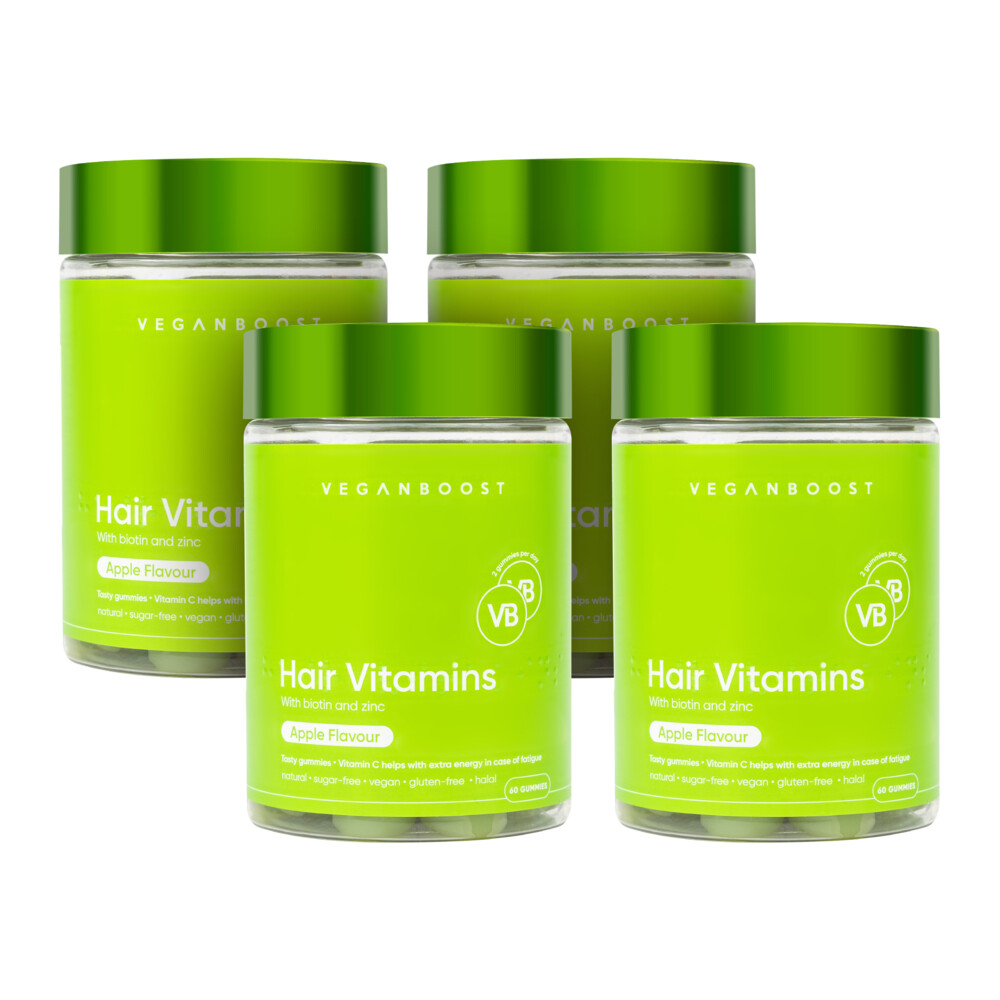 Gratis Verzending: 4x Veganboost Hair Vitamins Appel 60 gummies
