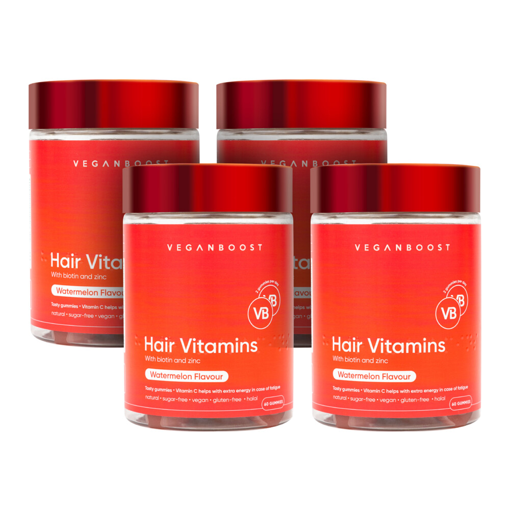 4x Veganboost Hair Vitamins Watermeloen 60 gummies