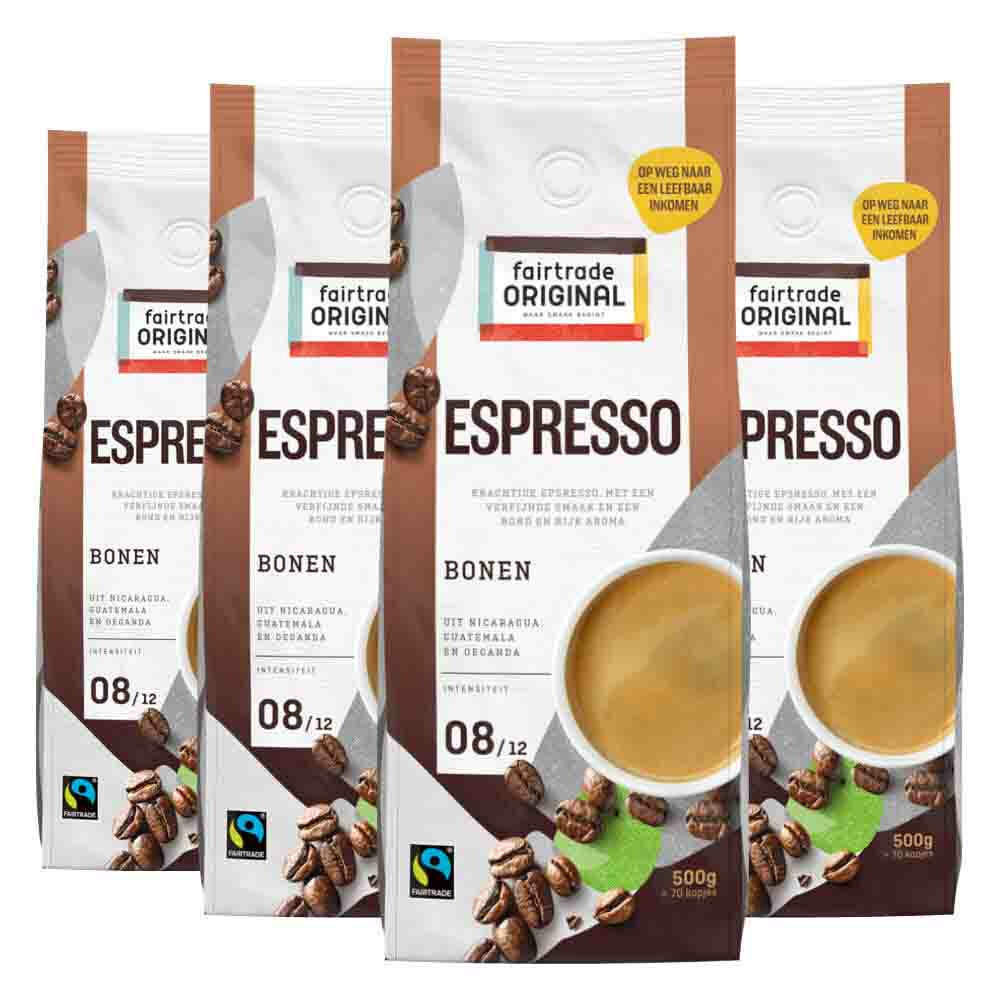 4x Fairtrade Original Koffiebonen Espresso 500 gr