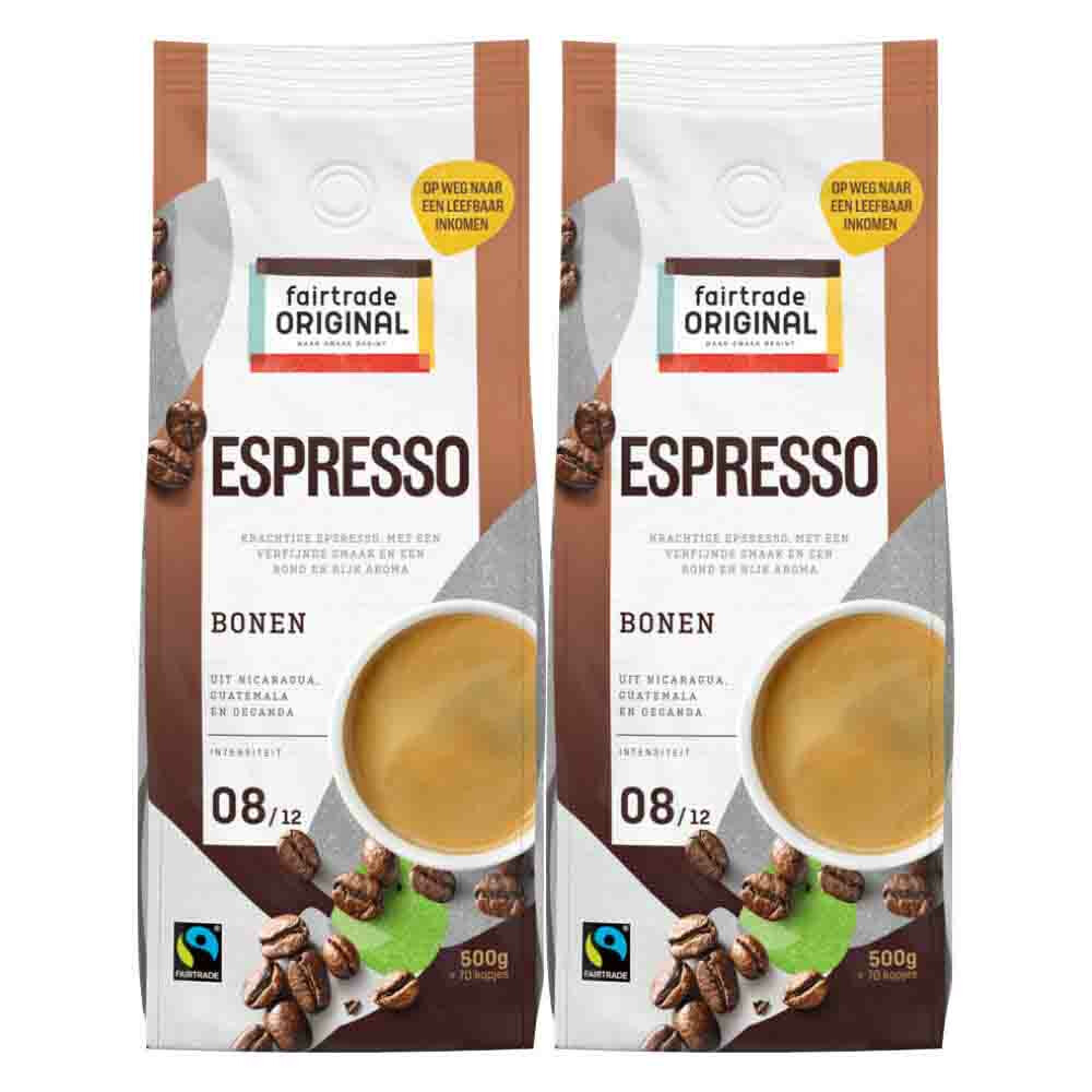 2x Fairtrade Original Koffiebonen Espresso 500 gr