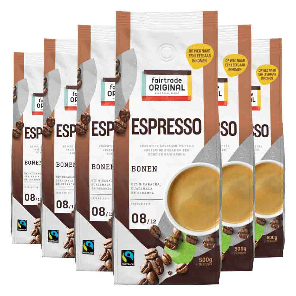 6x Fairtrade Original Koffiebonen Espresso 500 gr