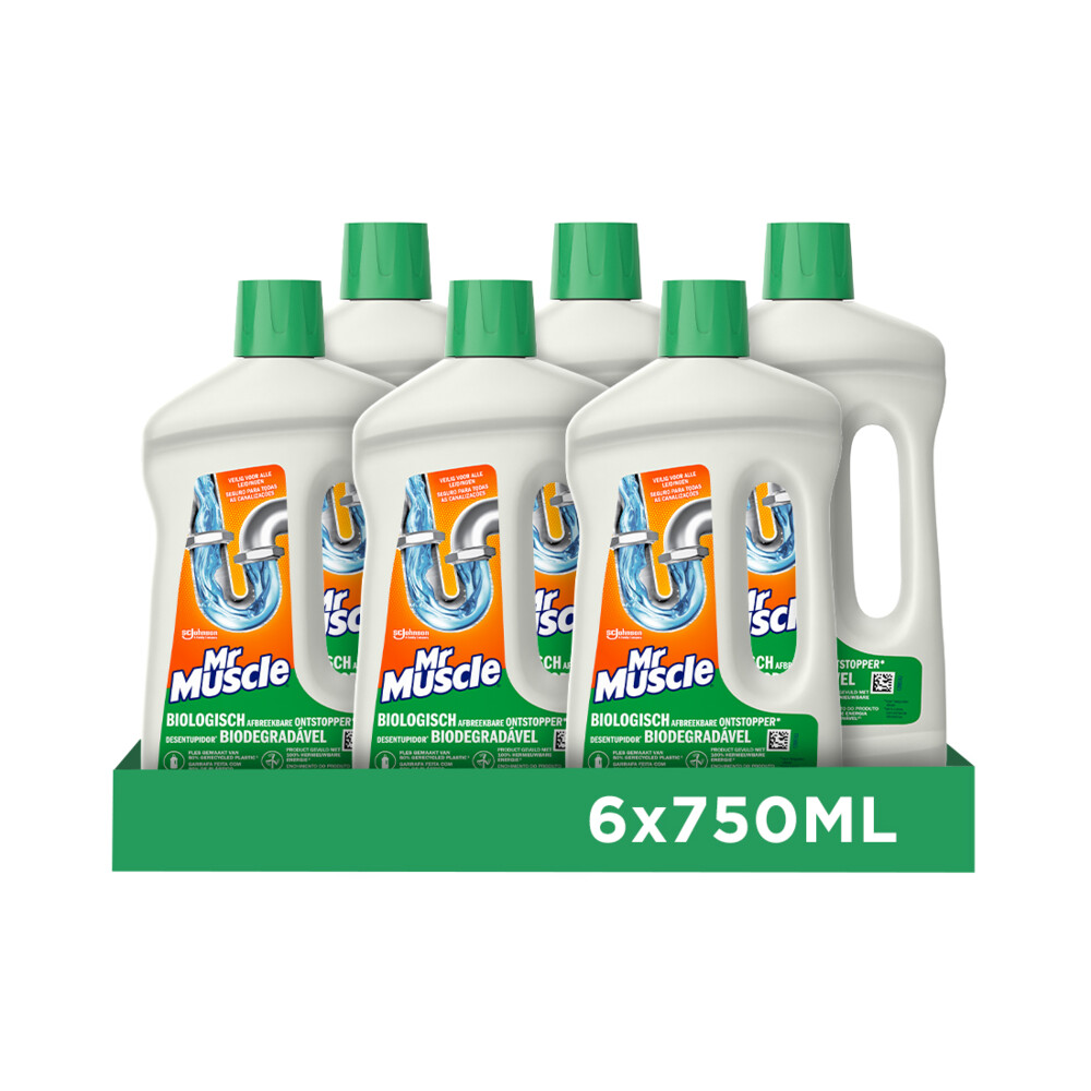 6x Mr. Muscle Biologisch Afbreekbare Ontstopper 750 ml