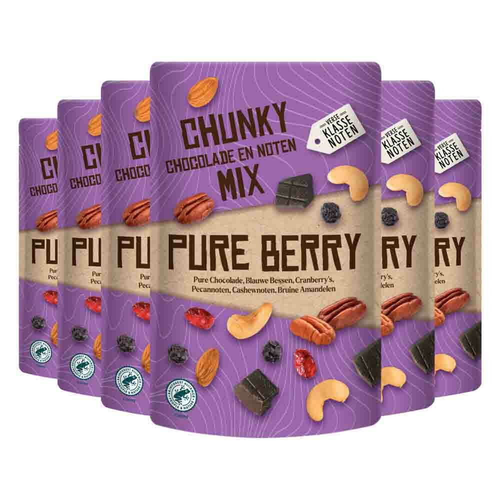 6x Verse Klassenoten Chunky Chocolade en Noten Mix Pure Berry 150 gr