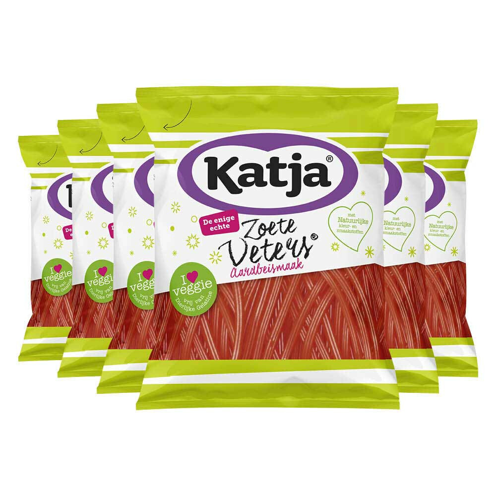 6x Katja Zoete Veters Aardbei 125 gr