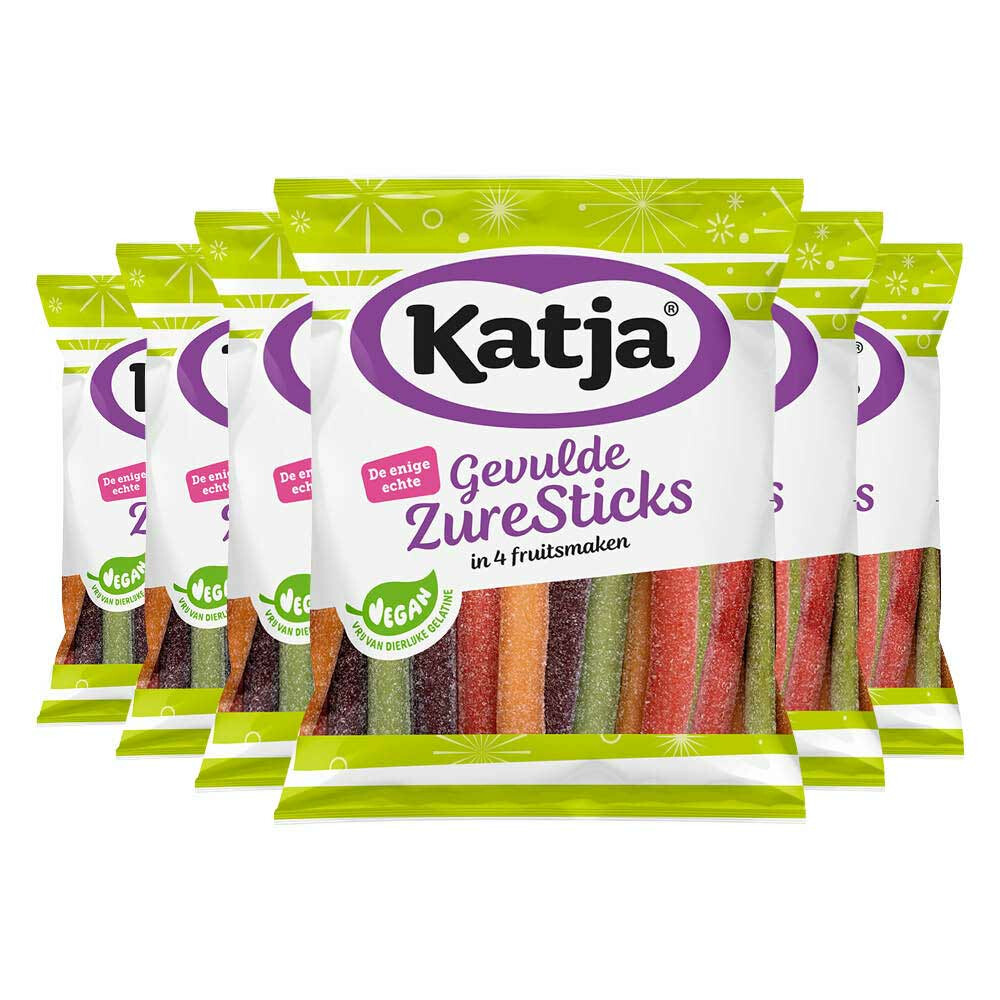 6x Katja Gevulde Zure Stick mix 125 gr