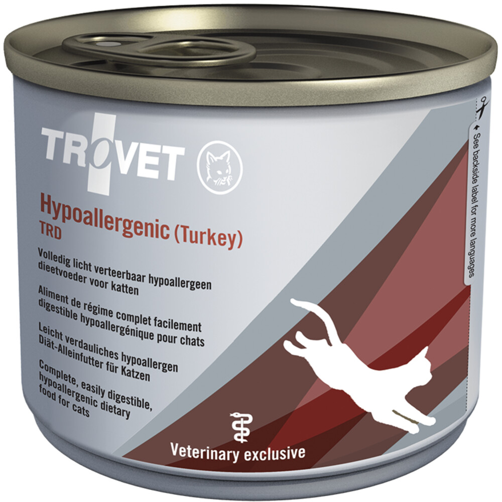 6x Trovet TRD Hypoallergenic Kattenvoer Nat Kalkoen 200 gr