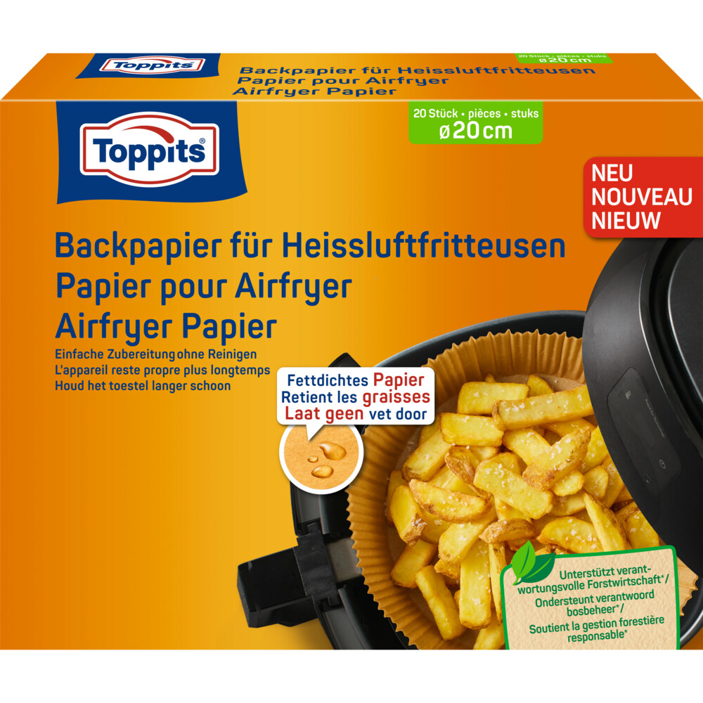 7x Toppits Airfryer Papier 20 cm 20 stuks