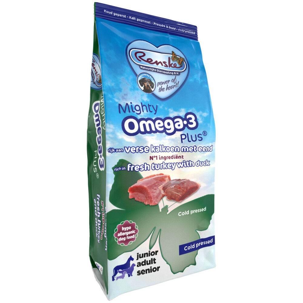 Renske Mighty Omega-3 Plus Geperst Kalkoen&Eend 12 kg