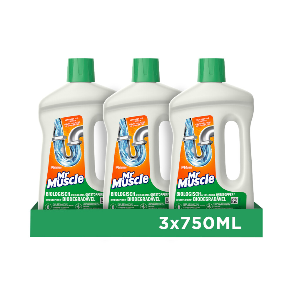 3x Mr. Muscle Biologisch Afbreekbare Ontstopper 750 ml