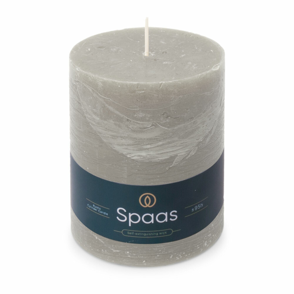 SPAAS Rustieke Pillarkaars± 95 branduren Lichtgrijs