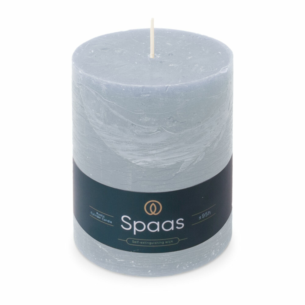 6x SPAAS Rustieke Pillarkaars± 95 branduren Lichtblauw