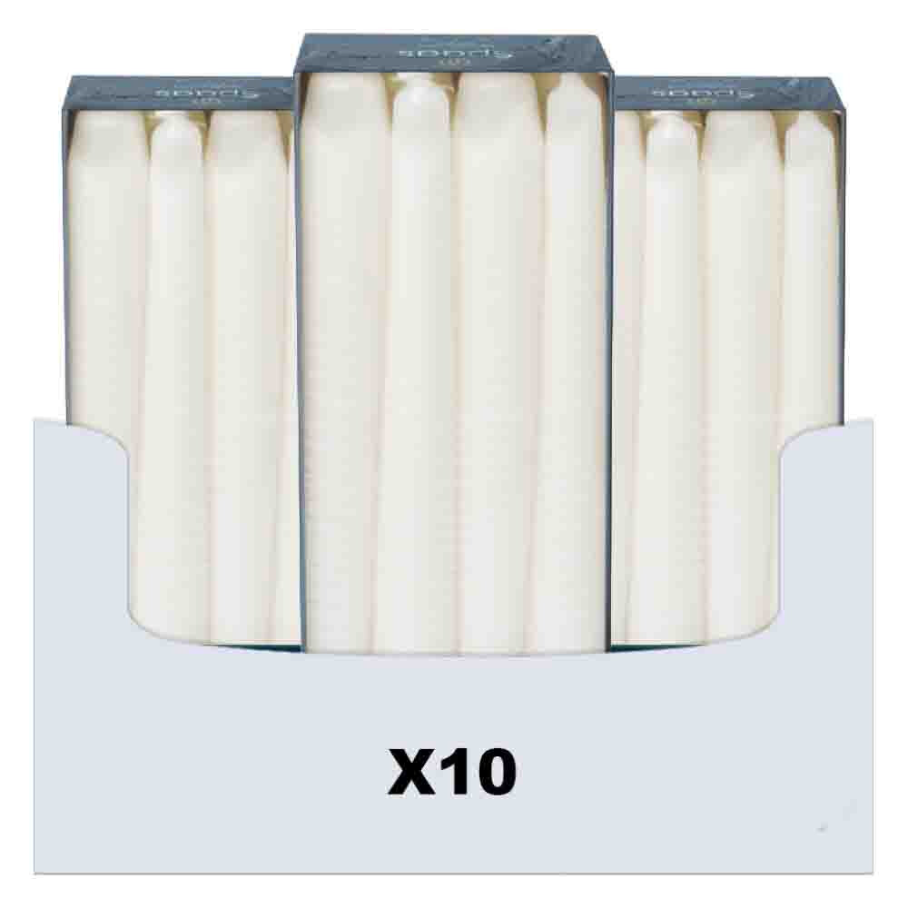 10x SPAAS Dinerkaarsen Wit 23/250 mm ± 8 branduren 8 stuks