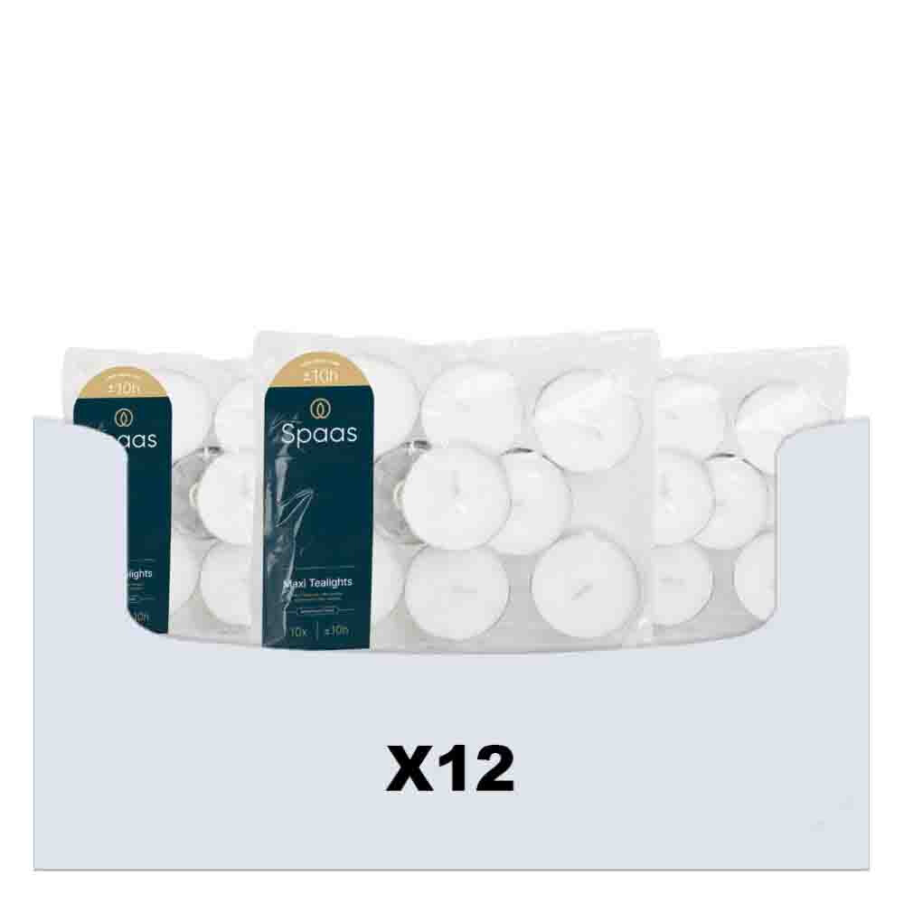 12x SPAAS Maxi theelichten zak ± 10 branduren 10 stuks