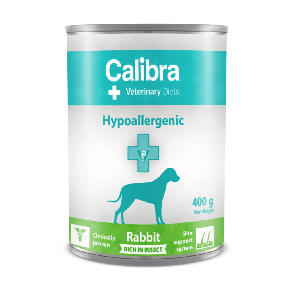 6x Calibra Veterinary Diet Hypoallergenic Hondenvoer Nat Konijn & Insect 400 gr