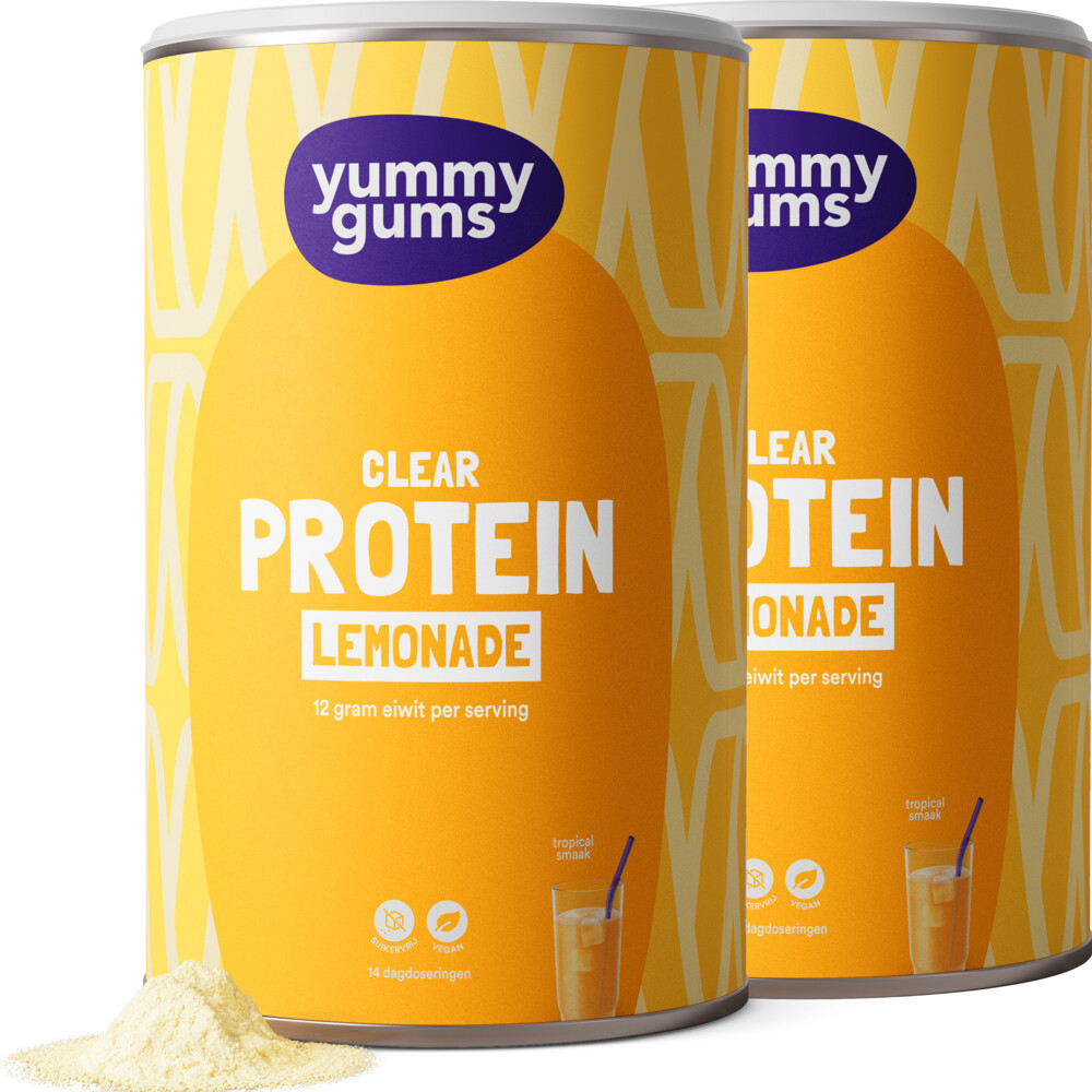 Gratis Verzending: 2x Yummygums Clear Protein Lemonade 224 gr