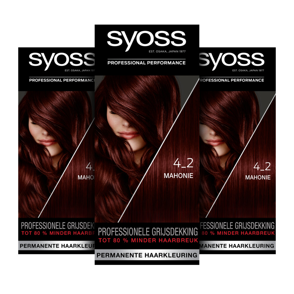 3x Syoss Baseline Haarverf 4-2 Mahogany Red