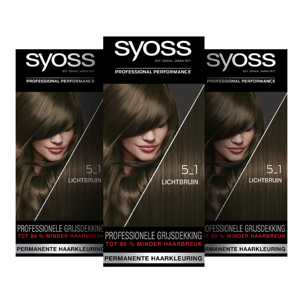 3x Syoss Baseline Haarverf 5-1 Light Brown