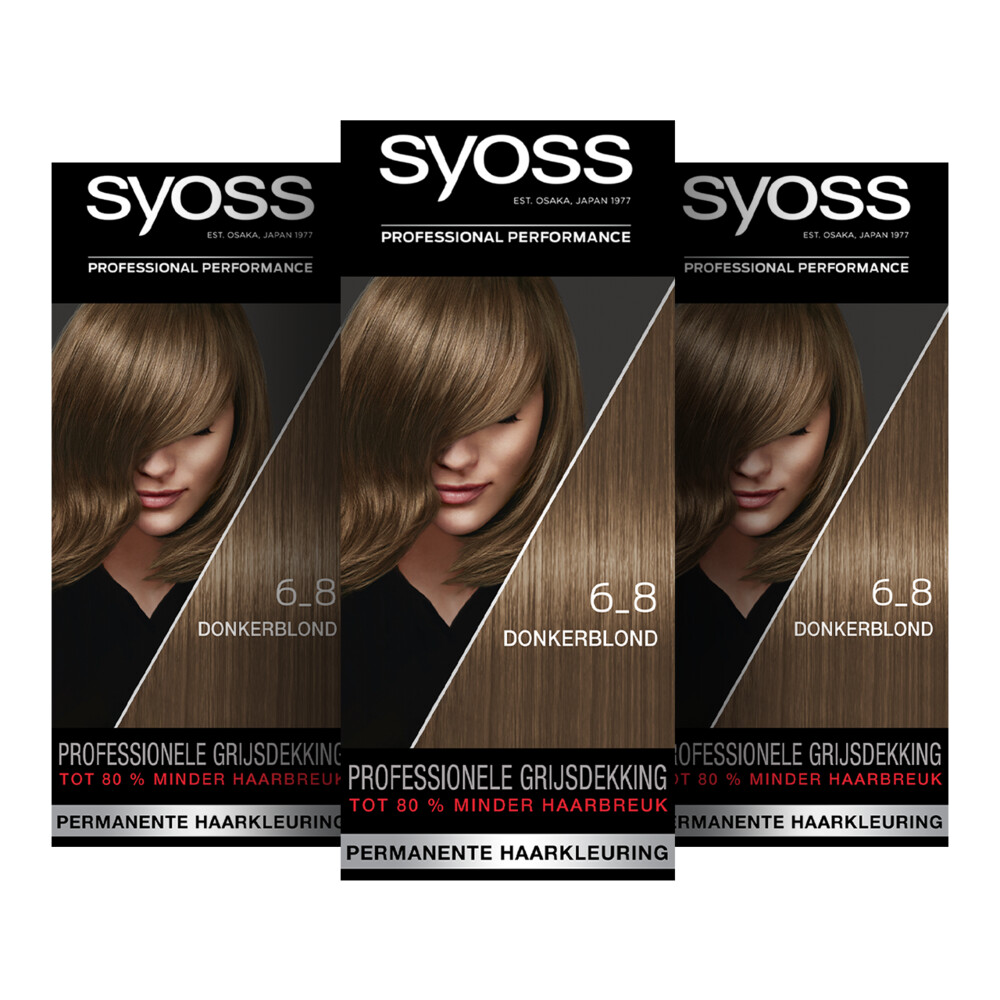 3x Syoss Baseline Haarverf 6-8 Dark Blonde