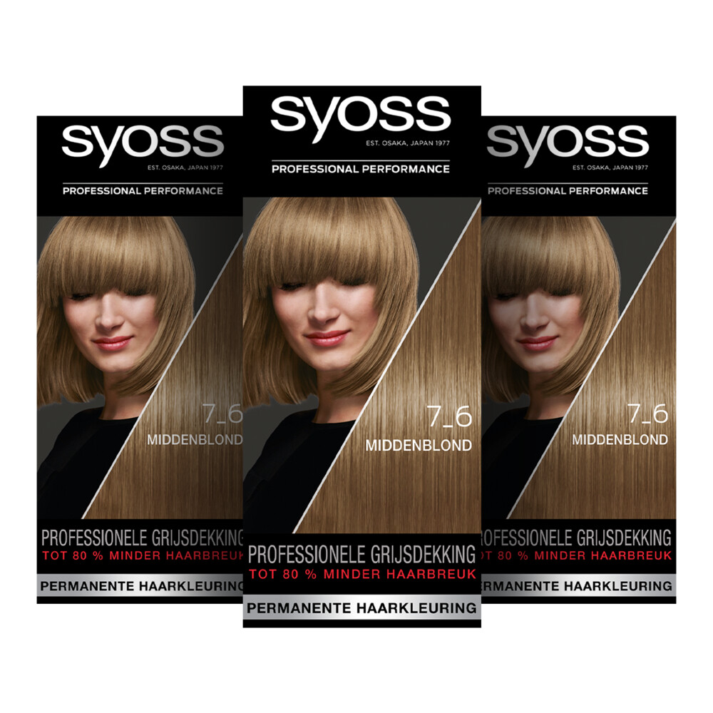 3x Syoss Baseline Haarverf 7-6 Medium Blonde