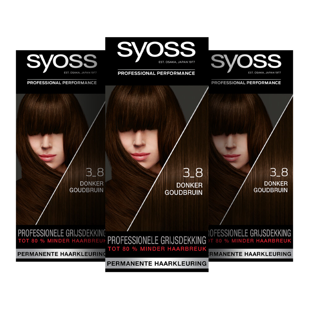 3x Syoss Baseline Haarverf 3-8 Sweet Brunette