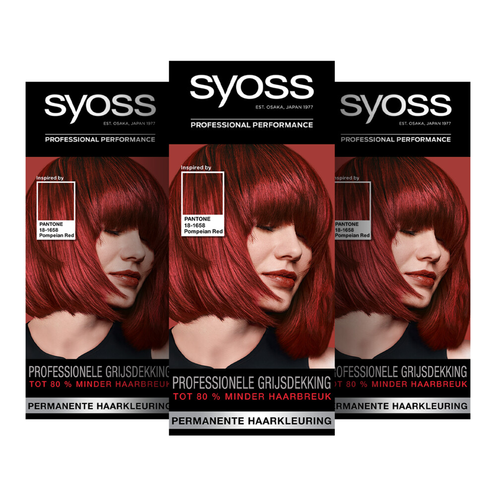 3x Syoss Pantone Haarverf 5-72 Pompeian Red