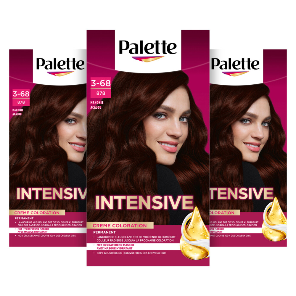 3x Poly Palette Intensive Oil-Care Color Haarkleuring 878 Mahonie