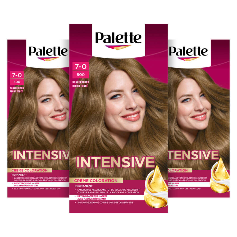 3x Poly Palette Intensive Oil-Care Color Haarkleuring 500 Donkerblond