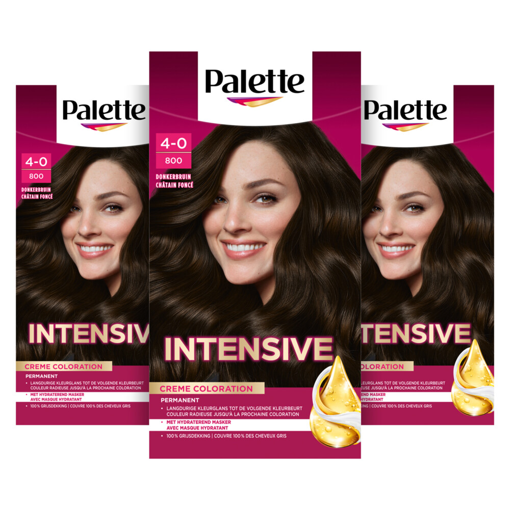 3x Poly Palette Intensive Oil-Care Color Haarkleuring 800 Donkerbruin